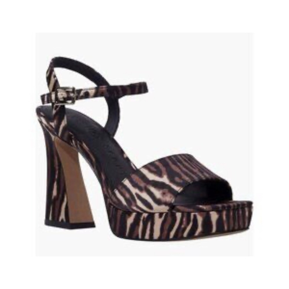 Katy Perry Square Open Sandals Shoes Womens Size 9.5 Animal Tiger Print Heels ..
